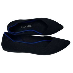 Rothy's Knit Ballet Flats Black Slip On Shoes Pointed Toe Women Size 6